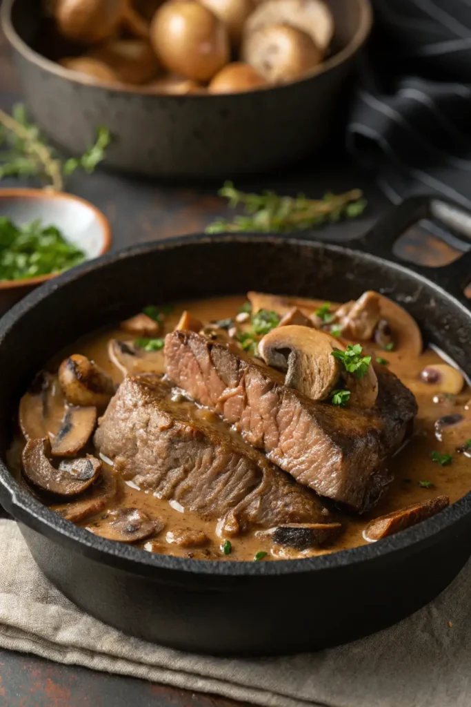 crockpot steak and potatoes with mushroom gravy