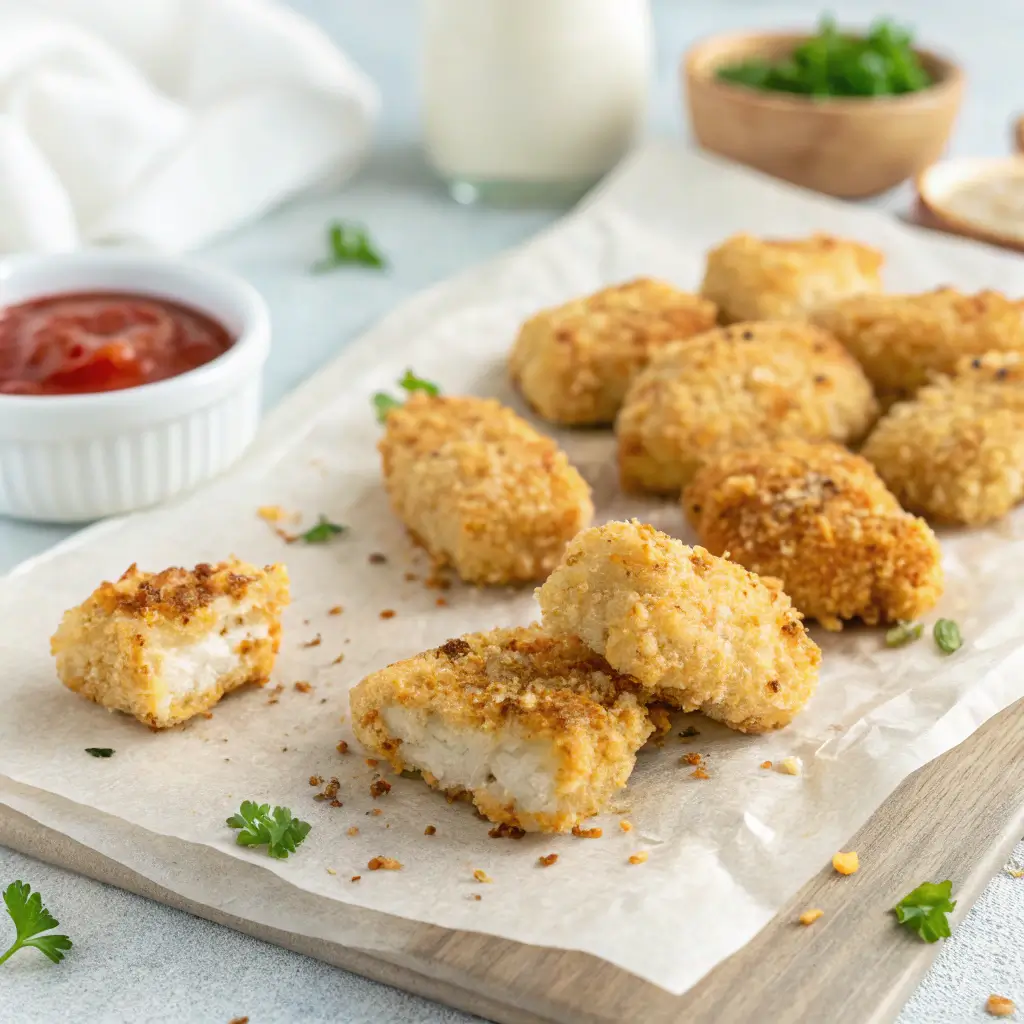 Air-fried panko chicken nuggets healthy meal
